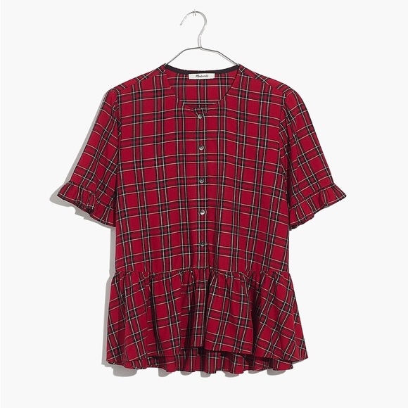 Madewell Studio Ruffle-Hem Top in Clanton Plaid - Picture 4 of 4